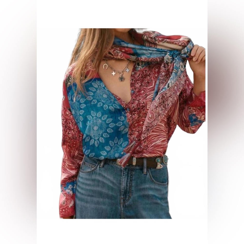 NWT Johnny Was Patchwork Button-Down Tunic/Blouse… - image 12